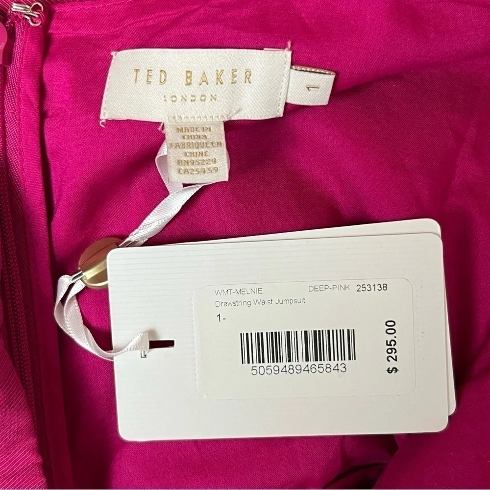 NWT‎ TED BAKER Sleeveless Square Neck Wide Leg Ankle Crop Cinch Waist Jumpsuit 4 - Picture 12 of 16